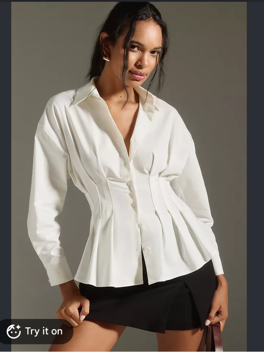 New Anthropologie Exquise Tobie Long Sleeve White Pleated Blouse Top Shirt M